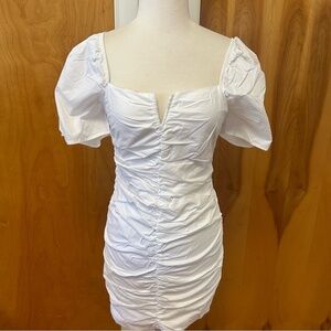 Sanctuary white‎ cotton ruched mini dress NWT size 4